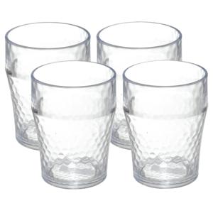 Onbreekbare drinkbekers - 4x - kunststof - transparant - 11 x 8 cm - gehamerde stijl - 400 ml