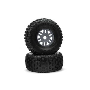 Arrma RC DBoots Fortress Tire Set Glued (Gun Metal) (2Pcs) (ARA550069)