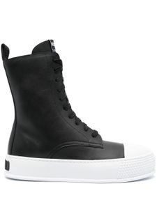 Moschino logo-embossed high-top sneakers - Noir