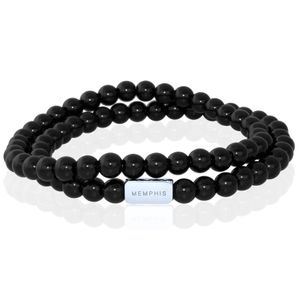 Memphis DUO Kralenarmbanden set "Double Onyx"-19cm