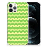 iPhone 12 Pro Max Doorzichtige Silicone Hoesje Waves Green - thumbnail