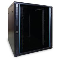 18U serverkast met glazen deur 800x1000x1000mm (BxDxH) - Zwart - Maximale belasting 800 kg - Afsluitbaar met sleutel