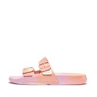 Fitflop Dames IQUSHION Two-BAR gesp slides sandaal, stedelijk wit iriserend, 6 UK, Stedelijke witte iriserende, 39 EU