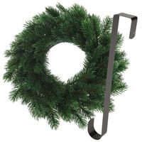 Kerstkrans 35 cm - groen - met zwarte hanger/ophanghaak - kerstversiering - thumbnail