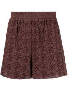 Brunello Cucinelli short en coton à fleurs brodées - Rouge