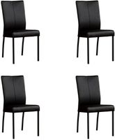 Set van 4 Zwarte leren moderne eetkamerstoelen Comfort - Toledo Leer Nero (zwart leer) - thumbnail