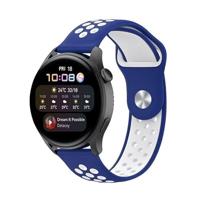 By Qubix - Compatible met Garmin Forerunner 255 - Sport Edition - Blauw + wit - Compatible Garmin bandje - Bandbreedte: 22mm