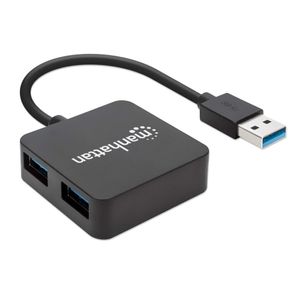 Manhattan 162296 interface hub USB 3.2 Gen 1 (3.1 Gen 1) Type-A 5000 Mbit/s Zwart