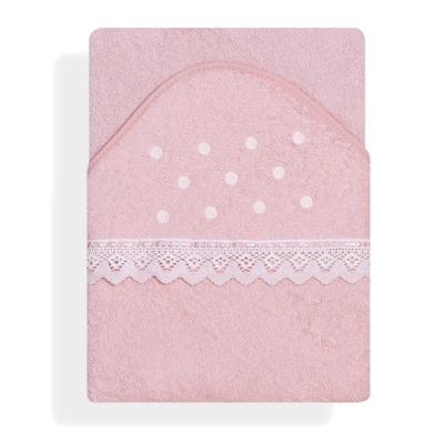Interbaby Badcape Stippen Junior 100 Cm Katoen Roze