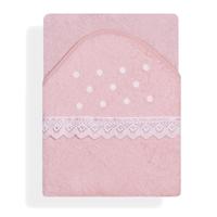 Interbaby Badcape Stippen Junior 100 Cm Katoen Roze