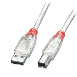 Lindy 41751 USB-kabel 0,5 m USB 2.0 USB A USB B Transparant