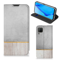 Huawei P40 Lite Book Wallet Case Wood Concrete - thumbnail