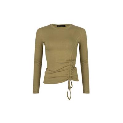 Lofty Manner ribgebreide T-shirt Lona met plooien groen