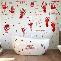 8 vellen halloween bloed handafdruk en voetafdrukstickers - bijl, schedel horror prop stickers voor festivaldecoratie Lightinthebox