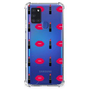 Samsung Galaxy A21s Doorzichtige Silicone Hoesje Lipstick Kiss