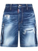 DSQUARED2 short cargo en jean à effet délavé - Bleu