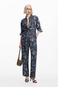 Bedrukte, vloeiende jumpsuit - BLACK - XL