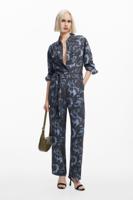 Vloeiende jumpsuit met print - BLACK - XL - thumbnail