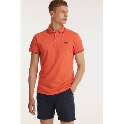 No Excess gemêleerde slim fit polo 192 papaya
