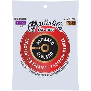 Martin Strings MA535TPK3 Lifespan 2.0 Phosphor Bronze 3-Pack Custom Light 11-52 snarensets voor westerngitaar (3 sets)