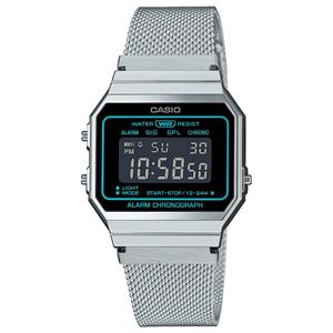 Casio A700WEMS-1BEF Horloge Retro digitaal zilverkleurig