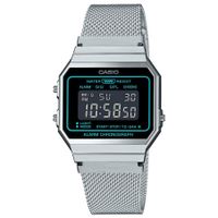 Casio A700WEMS-1BEF Horloge Retro digitaal zilverkleurig