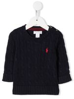 Ralph Lauren Kids pull Polo Pony en maille torsadée - Bleu