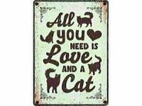 Plenty gifts Waakbord blik all you need is love and a cat