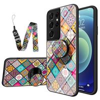 Geruit Patroon Samsung Galaxy S21 Ultra 5G Hybrid Case - Kleurrijke Mandala - thumbnail