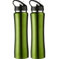 2x Lichtgroene RVS bidons/drinkflessen 500 ml - thumbnail