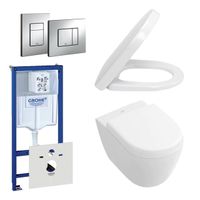 Villeroy & Boch Subway Compact Toiletset - directflush - inbouwreservoir - diepspoel wandcloset - bedieningsplaat verticaal/horizontaal - chroom 0720001/0729205/1024232/1025456/