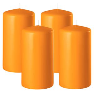 Enlightening Candles Cilinder/stompkaars - 4x - oranje - D6 x H15 cm - 58 branduur