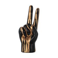 Richmond Decoratie Hand Peace - Zwart/Goud - thumbnail