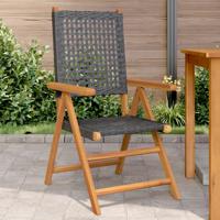 Tuinstoelen 2 st massief acaciahout en poly rattan zwart - thumbnail