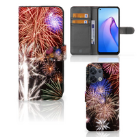 OPPO Reno8 Wallet Case met Pasjes Vuurwerk - thumbnail