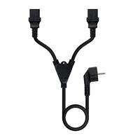 Nanocable 10.22.0100-L300 stroomkabel, 1 schuko-stekker CEE7/7 mannelijk naar 2 C13-aansluitingen vrouwelijk, zwart, 3 m