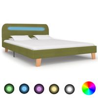 Bedframe met LED stof groen 140x200 cm