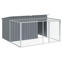vidaXL Hondenhok met ren 197x194x110 cm staal antracietkleurig, hondenkennel, hondenverblijf, huisdierenhok, hondenbench, dierenverblijf