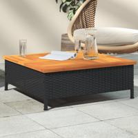 Tuintafel 70x70x25 cm poly rattan en acaciahout zwart - thumbnail