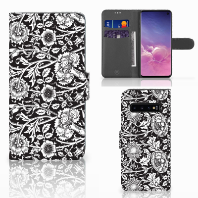 Samsung Galaxy S10 Hoesje Black Flowers Samsung Galaxy S10 Hoesje Black Flowers