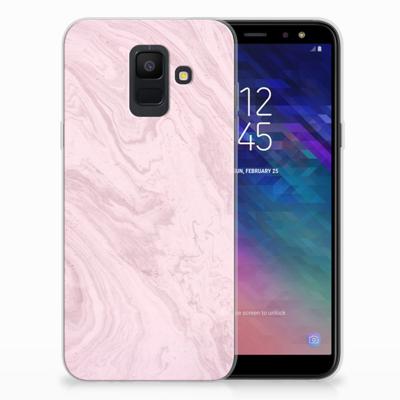 Samsung Galaxy A6 (2018) TPU Siliconen Hoesje Marble Pink - Origineel Cadeau Vriendin Samsung Galaxy A6 (2018) TPU Siliconen Hoesje Marble Pink - Origineel Cadeau Vriendin