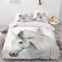 KIMETI Dekbedovertrek Eenpersoons Arabisch Wit Paard 3D Gedrukt Dekbedovertrek Kleurrijke Dekbedovertrek Set 3 Stuks Dier Zachte Comfortabele Beddengoed met Ritssluiting En Kussensloop Kids Tieners