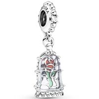 Pandora Disney 790024C01 Hangbedel Beauty and the Beast Enchanted Rose zilver-zirconia-muranoglas-emaille - thumbnail