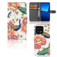 Telefoonhoesje met Pasjes voor Xiaomi 13 Pink Peacock - thumbnail