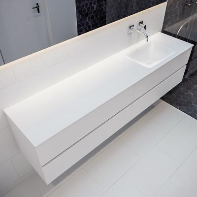 Mondiaz Vica 200cm badmeubel talc 4 lades wastafel Cloud rechts zonder kraangat