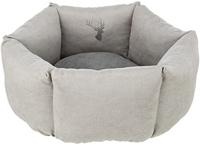 TRIXIE Bijzonder hoogwaardig en antislip kattenbed Leni, rond, Ø 55 cm, zand/grijs met afneembare overtrek en vast geïntegreerd kussen - 37992