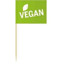 100x Vlaggetjes prikkers Vegan 8 cm hout/papier - Cocktailprikkers