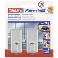 tesa POWERSTRIPS® Zelfklevende haak Large Classic Chroom Inhoud: 2 stuk(s) - thumbnail