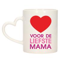 Bellatio Decorations Cadeau koffie/thee mok voor mama - rood - hartjes oor - keramiek - Moederdag   -