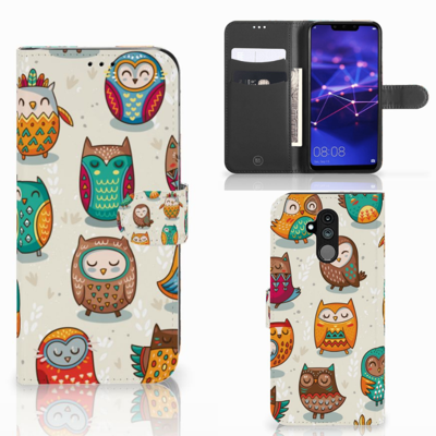 Huawei Mate 20 Lite Telefoonhoesje met Pasjes Vrolijke Uilen